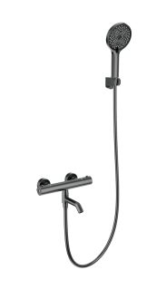 Смеситель для ванны с душем Wonzon & Woghand INN 3 WW-B2065-A1-BGG с термостатом тёмный графит